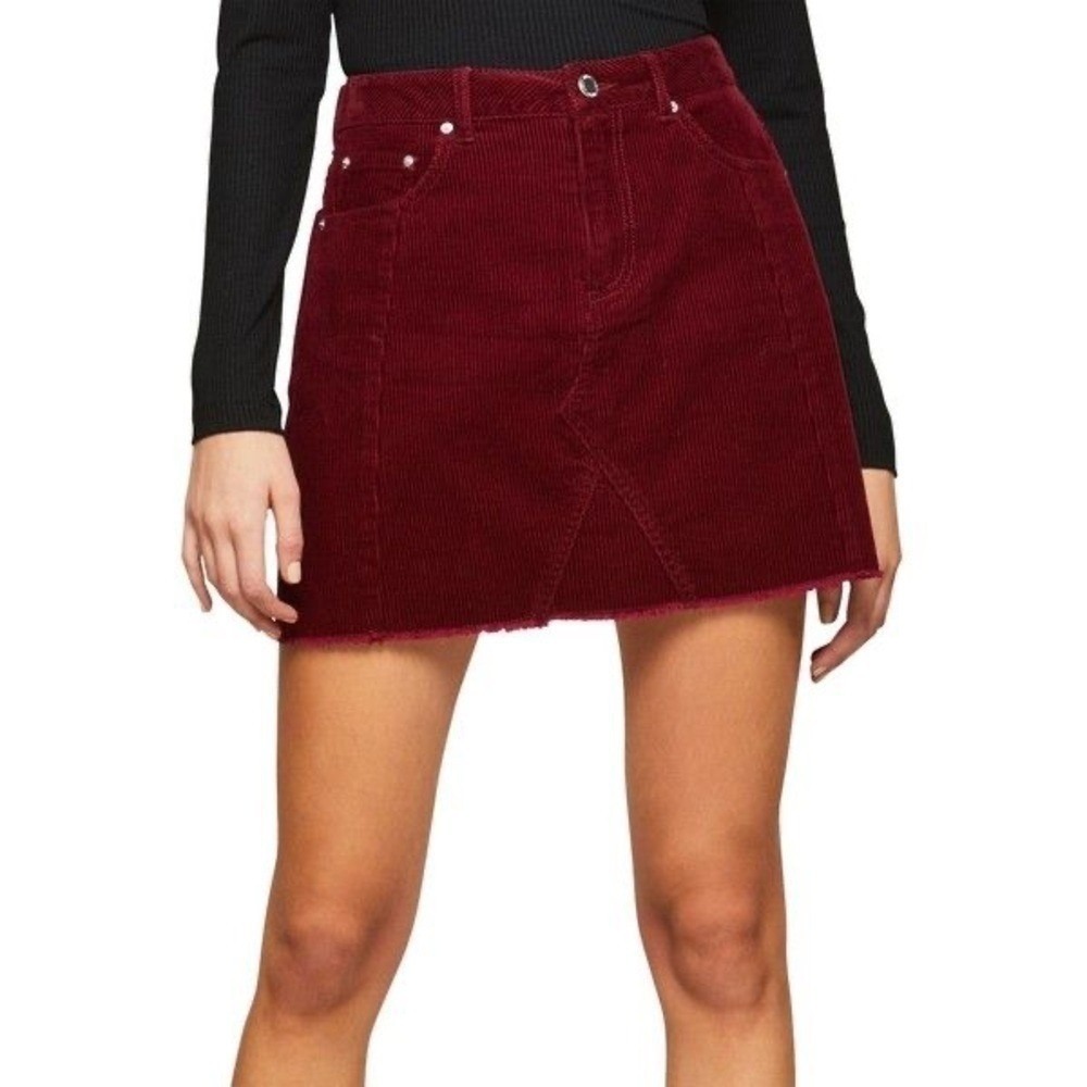 Miss Slefridge Corduroy Maroon Mini Skirt